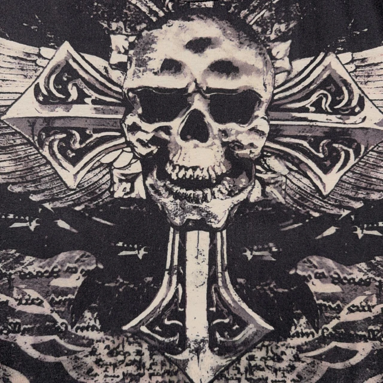Camiseta de impresión gráfica de calavera vintage color carbón L – photo 3